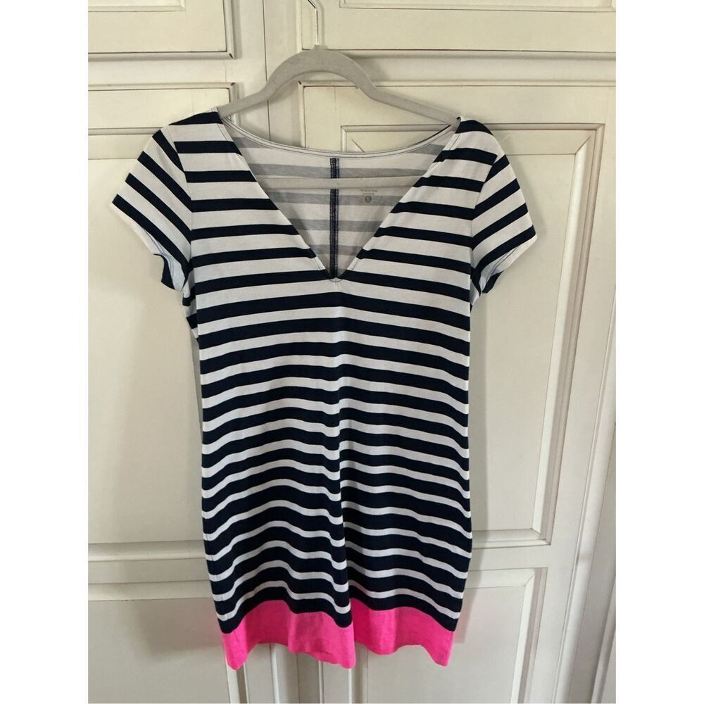 Lilly Pulitzer Stripe V Neck Dress Sz S Beach Nautical